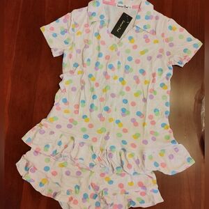 Colorful Polka Dot Women's Shorty Ruffled Pajamas XS (257)